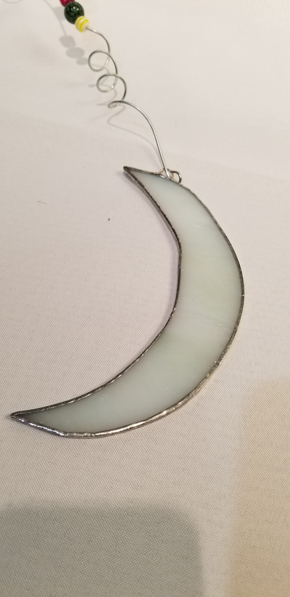 Stain glass crescent moon white