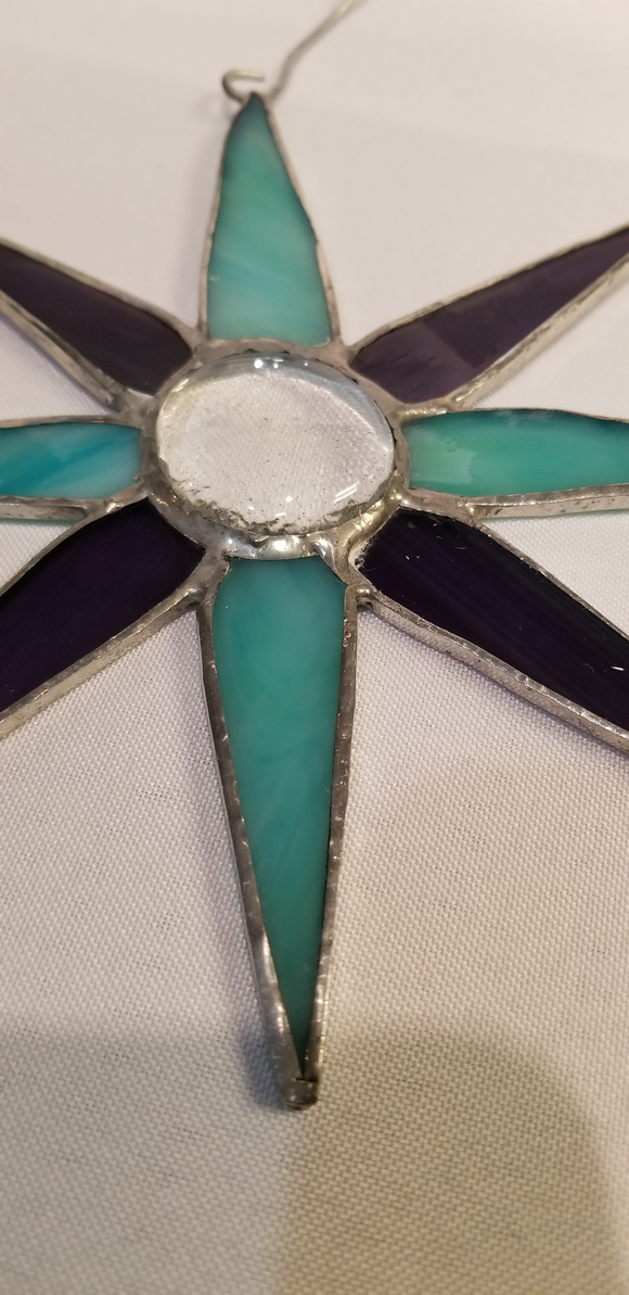 Stain Glass Blue and Dark Blue Star