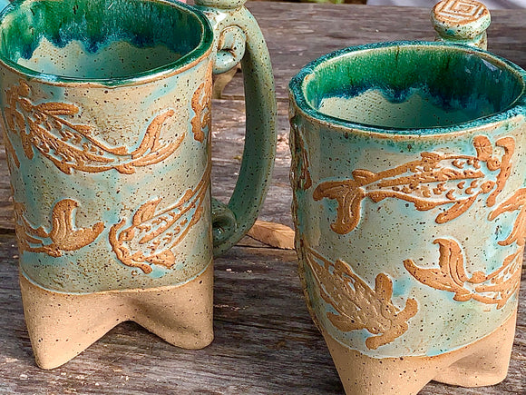 Pottery Mug with fish design